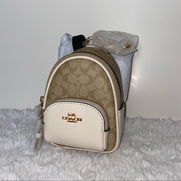 Coach Mini Court Backpack Bag Charm In Signature Canvas NWT - Picture 11 of 14